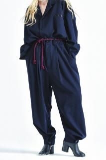 Wool Gabardine  Wide Slacks navy
