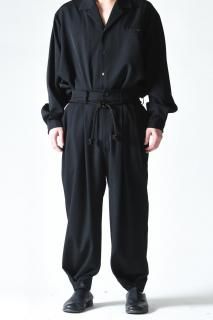 Wool Gabardine  Wide Slacks black
