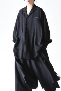Linen Viscose Drape Oversized  Shirt black