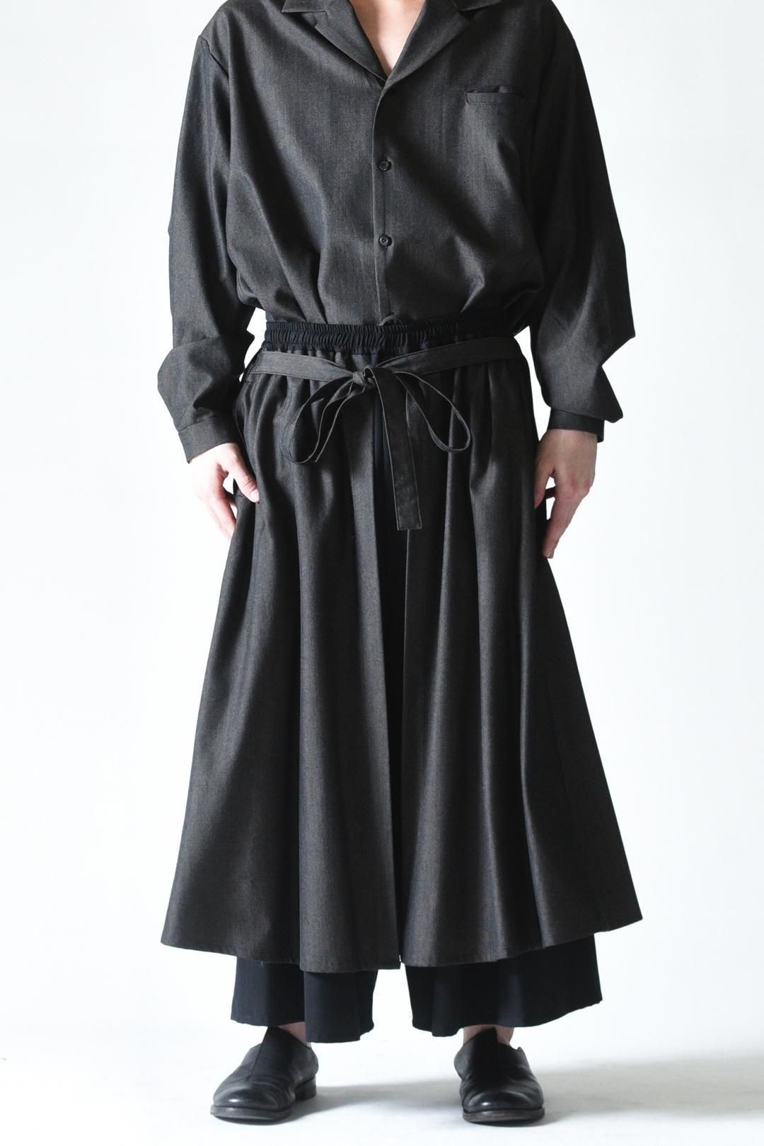 BISHOOL 袴パンツ Wool Gabardine Layered 袴 Pants black×ash black - BISHOOL