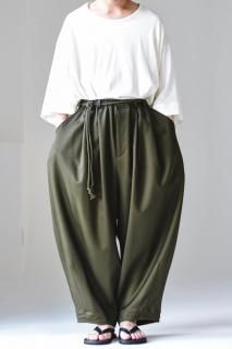 Wool Gabardine  Volume Pants khaki
