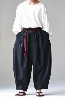 Wool Gabardine  Volume Pants black