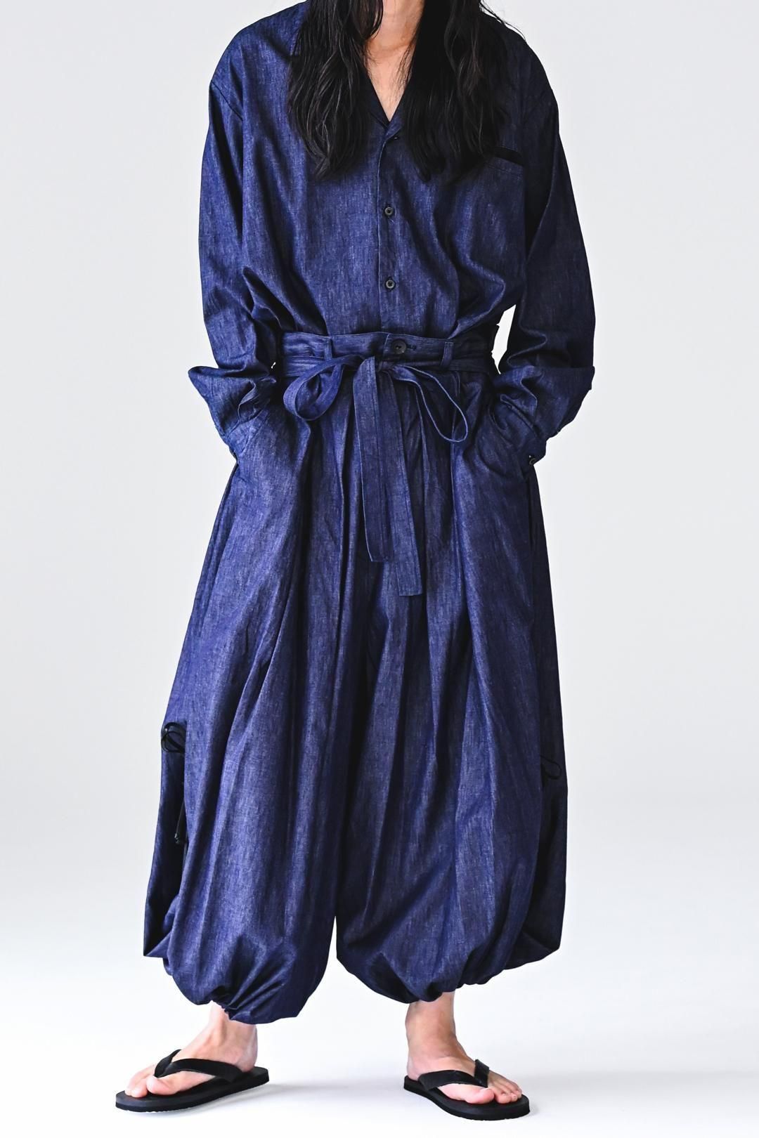 BISHOOL デニムサルエルワイドパンツ indigo