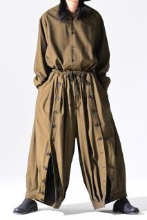 Wool Gabardine Mirrored Button Big Pants mustard