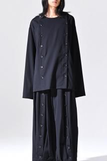 Wool Gabardine Mirrored Button Shirt Jacket black