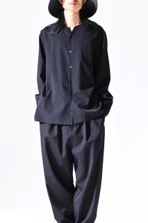 Wool Gabardine 01 Lapel Shirt black
