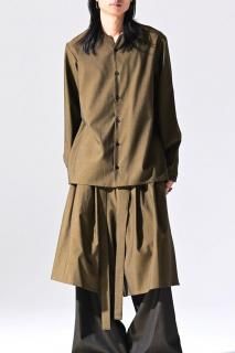 Wool Gabardine 01 Lapel Shirt mustard