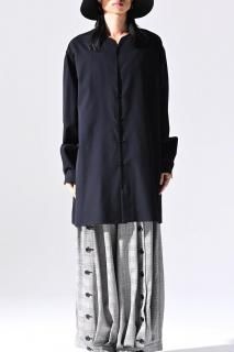 Wool Gabardine 01 Lapel Oversized Shirt black
