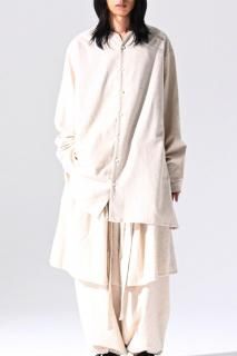 Organic Cotton Linen 01 Lapel Oversized Shirt kinari