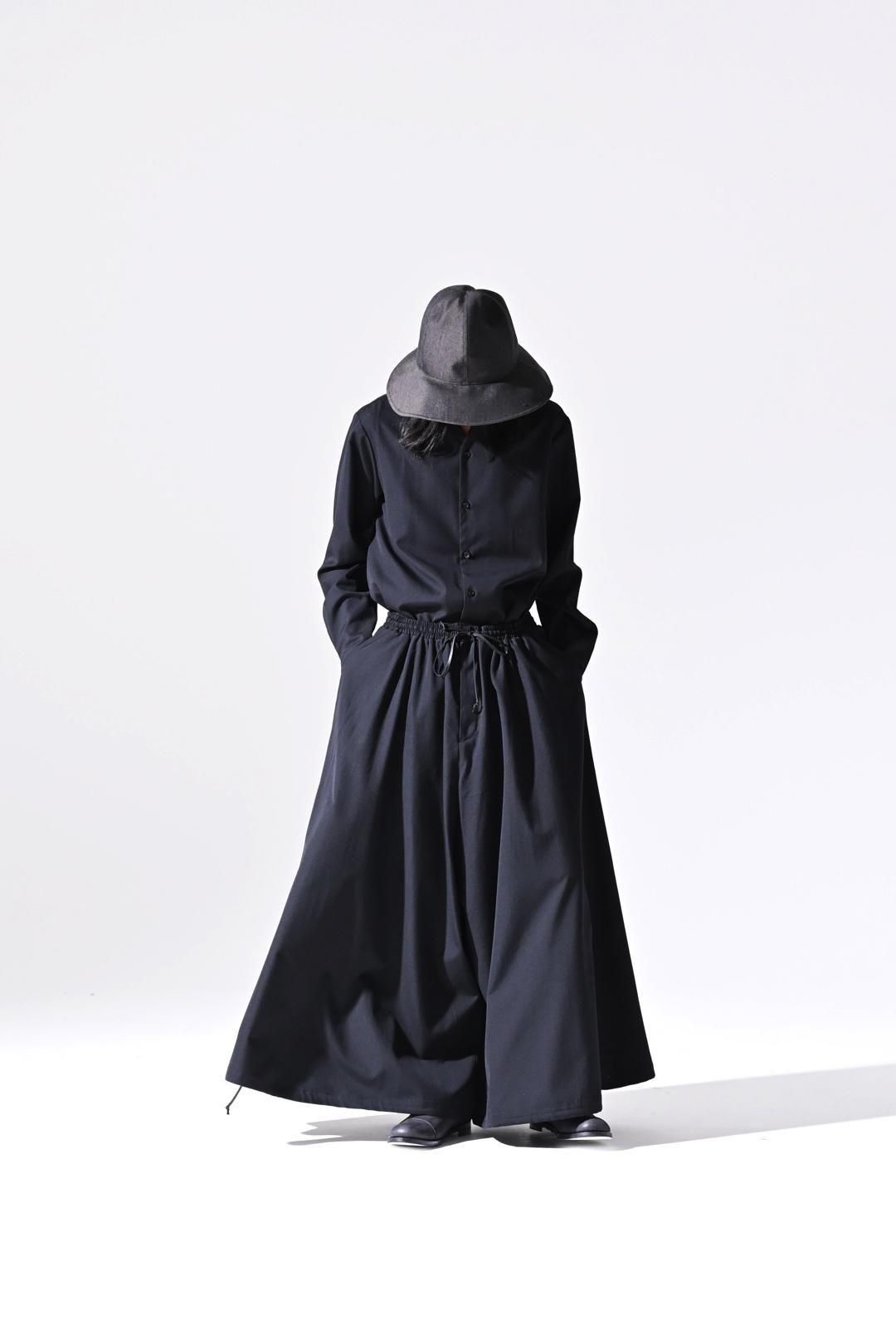 Wool Gabardine 袴 Balloon Pants black - BISHOOL