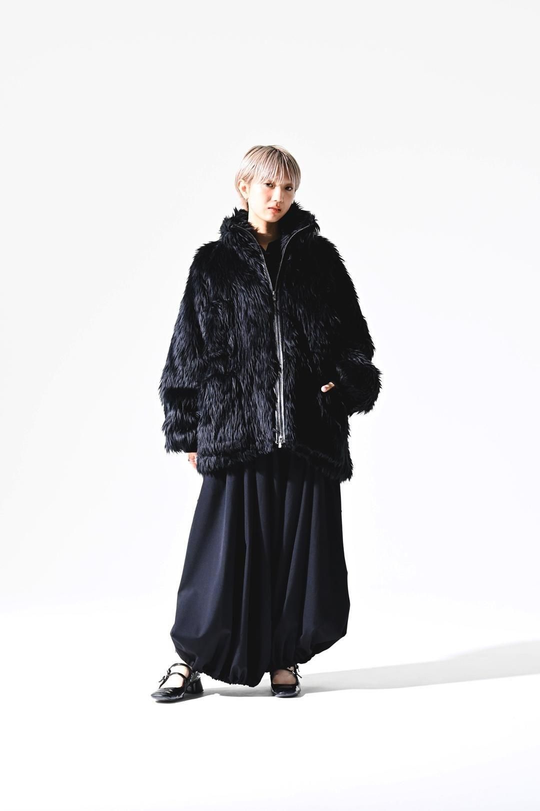 Wool Gabardine 袴 Balloon Pants black - BISHOOL