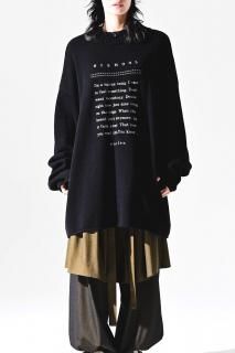 Message Embroidery Big Knit Fukushima Lamb Wool black