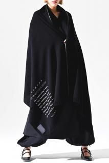Message Embroidery Leather Piping Cashmere Stole