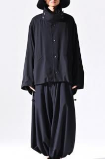 Wool Gabardine KIMONO Sleeve Stand Jacket