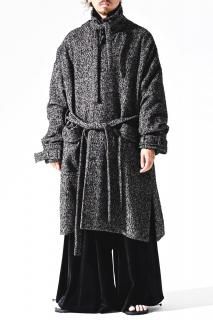 Mohair Nep Tweed 3 Vents Coat black