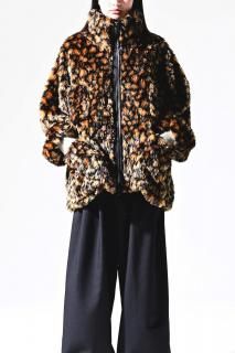 High Neck Zip Blouson -Fur Leopard-