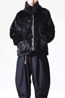 High Neck Zip Blouson -Fur Black-