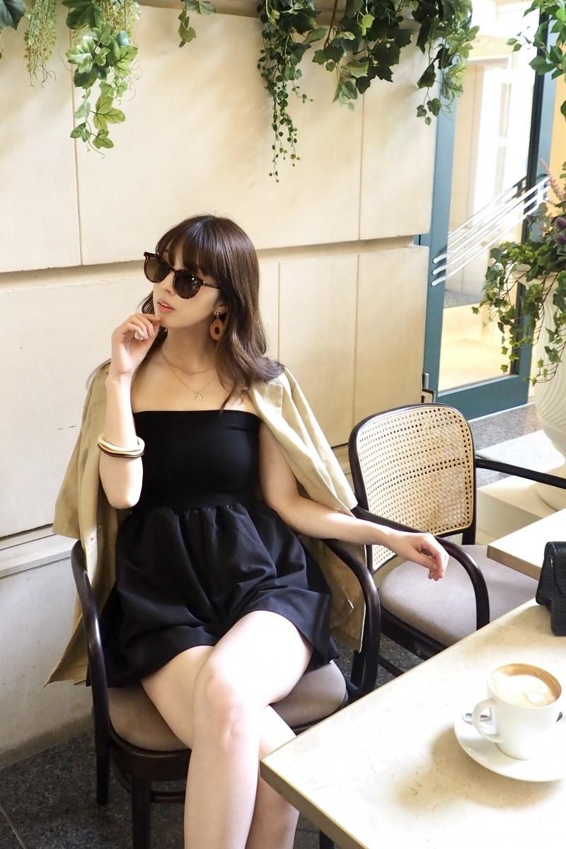 柳ゆり菜着用 ベアトップパンツ Bk