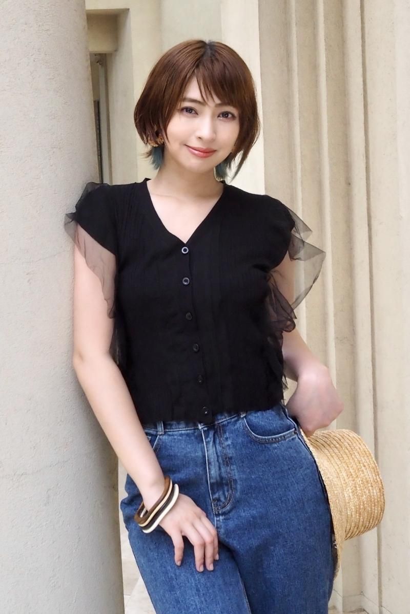 Presale30 Off 日南響子着用 チュール袖トップス Bk Presale30 Off 日南響子着用 チュール袖トップス Bk