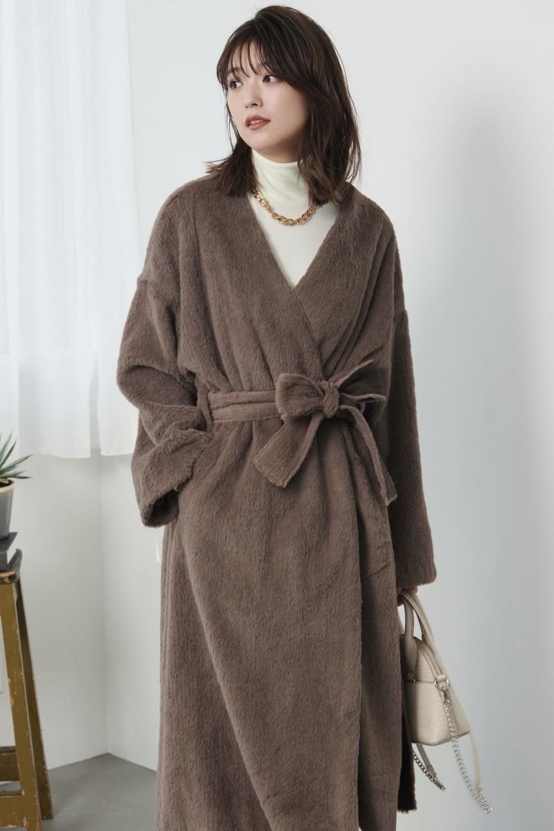 新品未使用 Me Couture ファーコート Fサイズ シルク混 定価5.8万 日本製／ブルーフォックスファー／カシミヤ混】拘りのシルエット