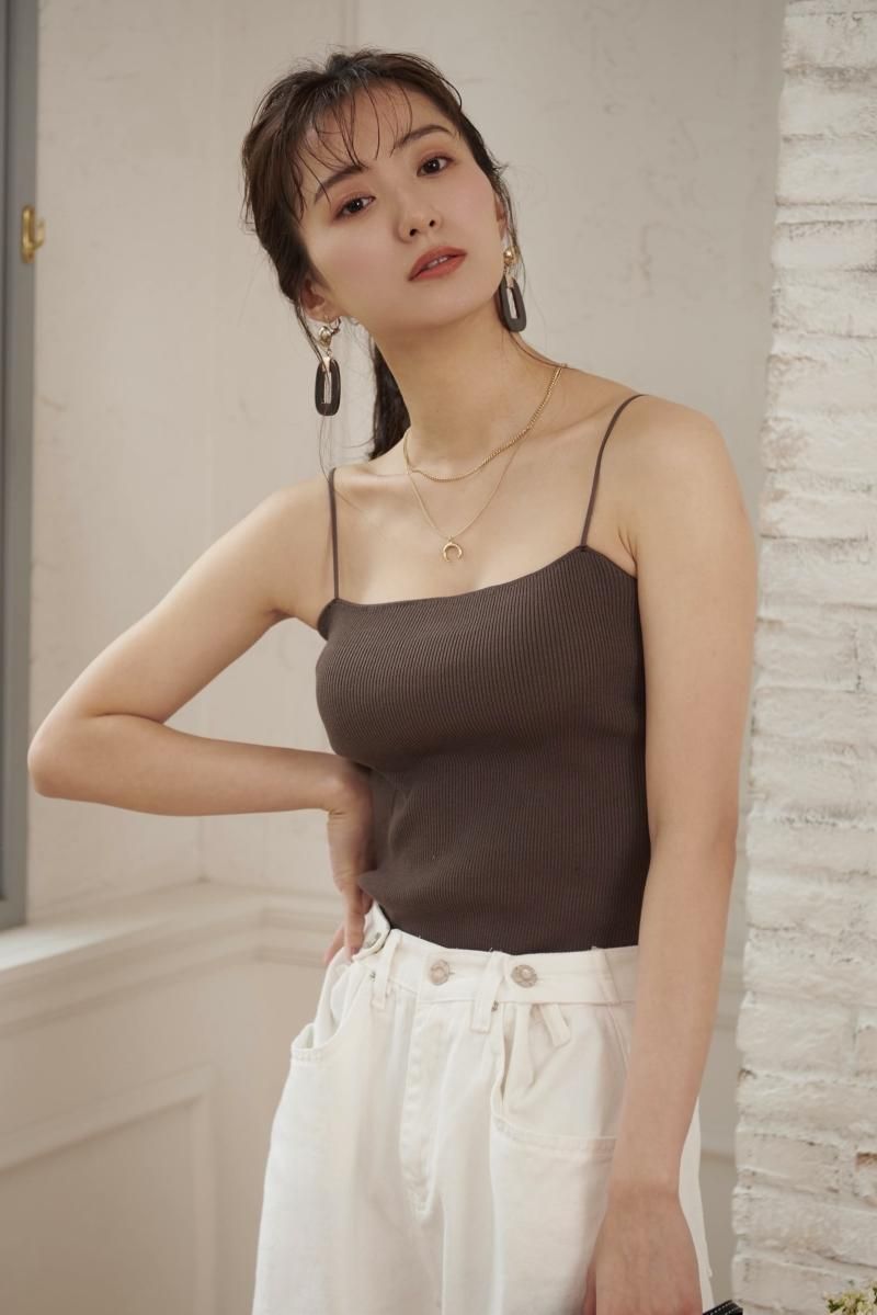 【最終お値下げ】グラムリップス♡ Camisole リブ オールインワン♡カーキ 高田里穂着用 リブキャミトップス【KHAKI】