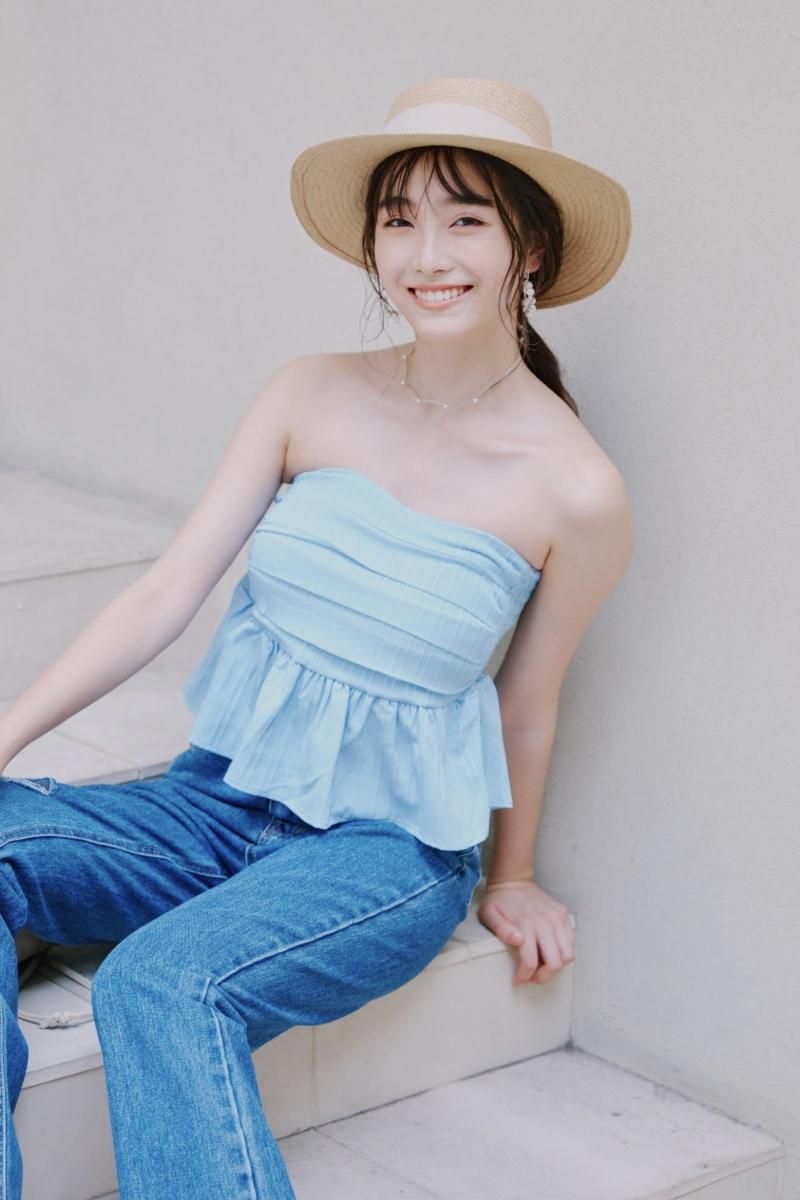 SUMMER SALE 30%OFF! 福田ルミカ着用 リボンオフショルチュニック【WH】