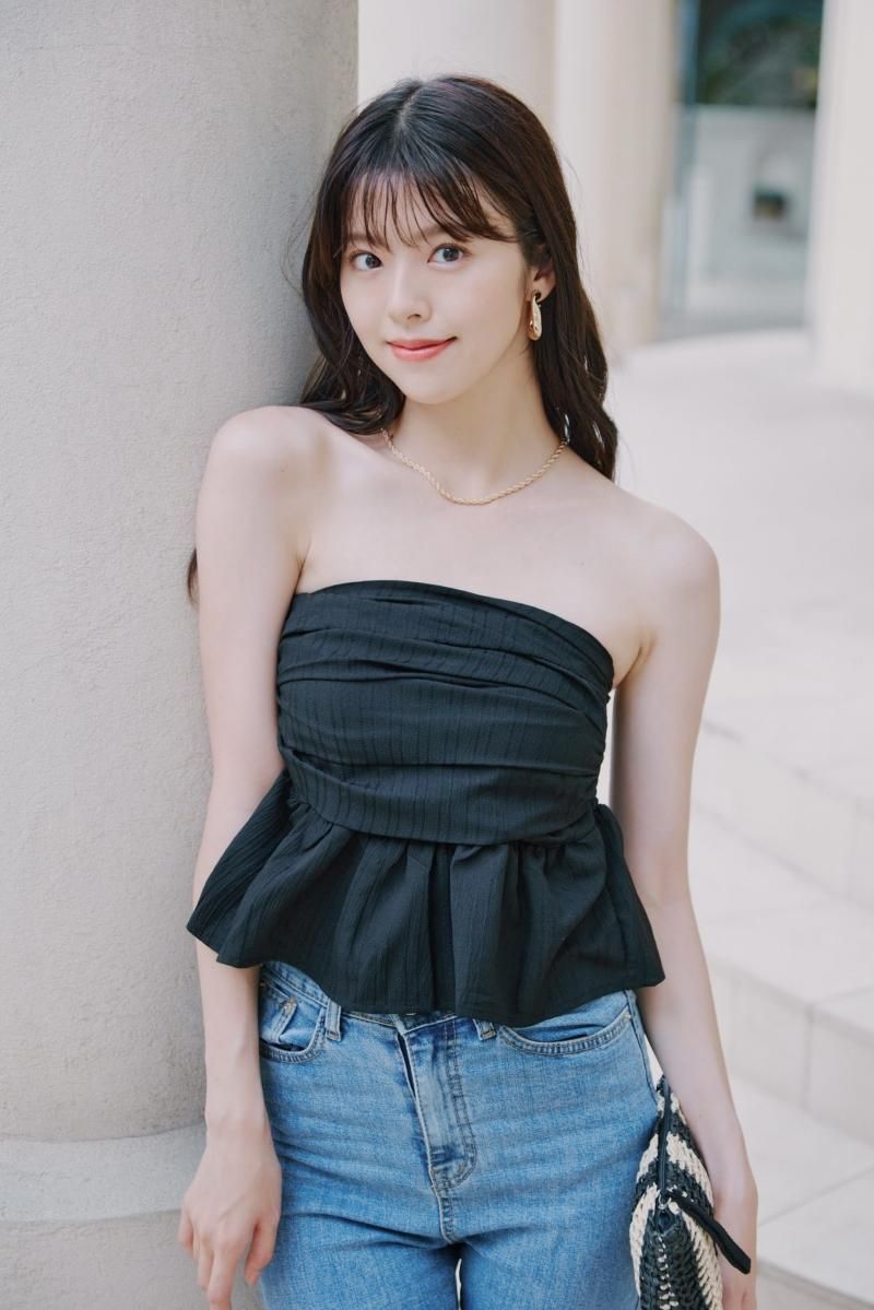 SUMMER SALE 30%OFF! 鈴木ゆうか着用 ベアトップス【BK/WH】