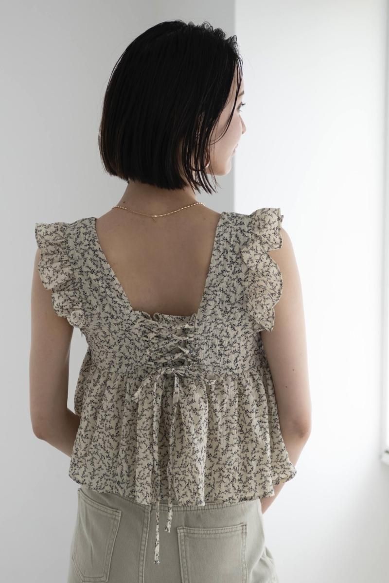 2023 Summer collection 花柄フリルトップス【 WH 】