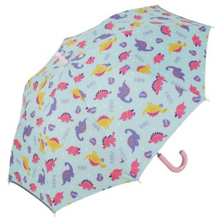 子供用 晴雨兼用ジャンプ傘（55cm）　ハッピー＆スマイル（女の子向け 恐竜柄）／UBSR3_542121