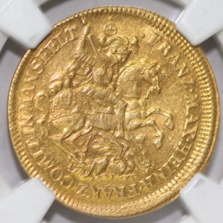 ドイツ Germany 神聖ローマ帝国 マンスフェルト=ボルンシュテット 聖ゲオルギオス ダカット金貨 1687年 NGC AU58 EPN Collection