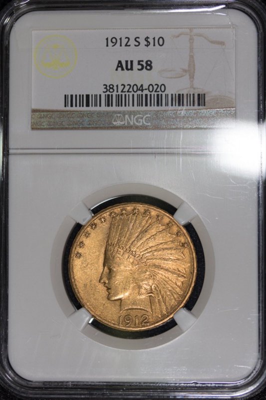 アメリカ United States of America インディアンヘッド 10ドル金貨 1912年S NGC AU58