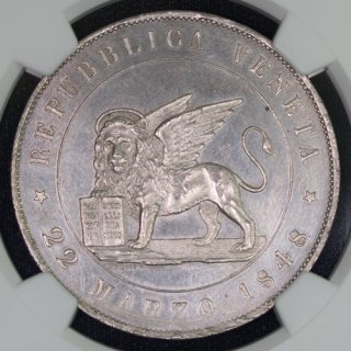 ꥢ Italy ͥĥ Venice ̿¹ 5 1848ǯV NGC UNC DETAILS