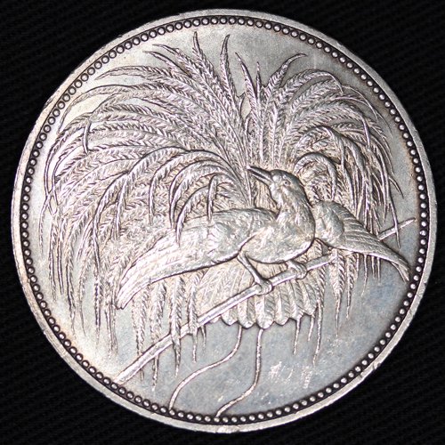 1894年 ドイツ領 ニューギニア極楽鳥５マルク銀貨 ２7.8g径約38mm比重約102
