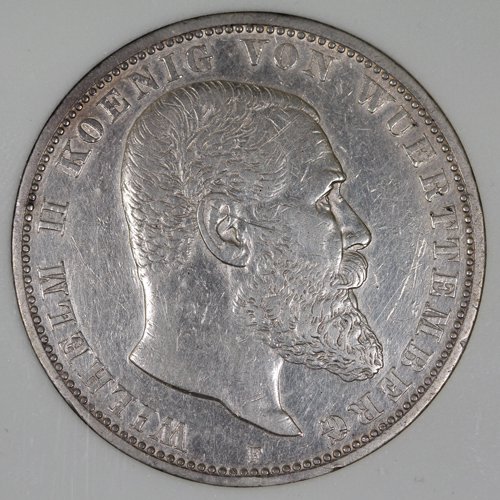 ドイツ Germany ヴュルテンベルク王国 ヴィルヘルム2世 5マルク銀貨 ...