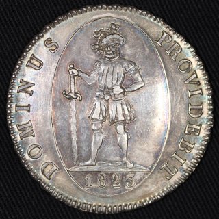 スイス Switzerland ベルン カントンターレル騎士像 4フランケン銀貨 1823年