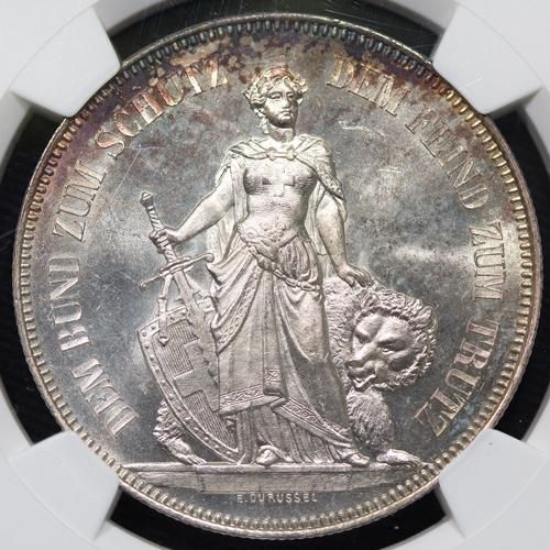 スイス Switzerland 射撃祭 ベルン 5フラン銀貨 1885年 NGC MS64