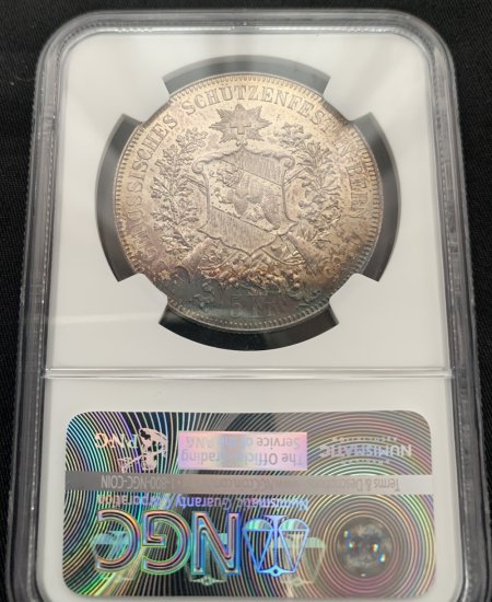 スイス Switzerland 射撃祭 ベルン 5フラン銀貨 1885年 NGC MS64
