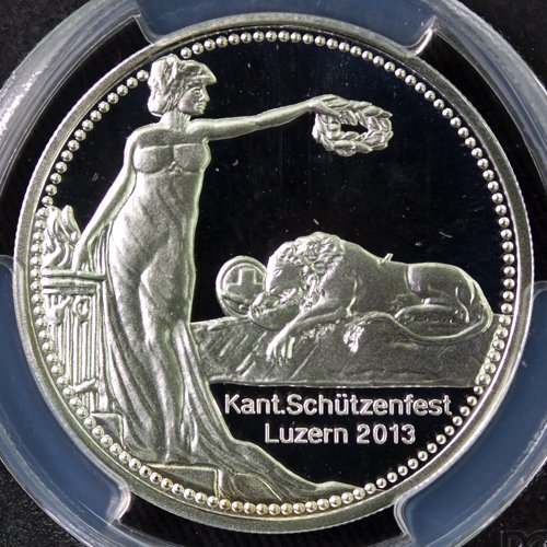 スイス Switzerland 現代射撃祭 ルツェルン 50フラン銀貨 2013年 PCGS