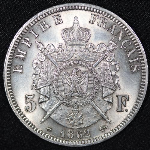 フランス France ナポレオン3世 Napoleon Ⅲ 月桂冠 5フラン銀貨