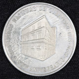 キューバ Cuba 国立銀行設立25周年 5ペソ銀貨 1975年