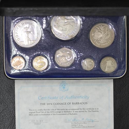 バルバドス Barbados プルーフコインセット 8種 1974年 大型銀貨 バルバドス Barbados プルーフコインセット 8種 1974年 大型銀貨