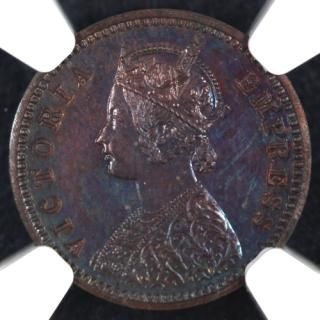 イギリス領 インド India British ヴィクトリア 1/12アンナ銅貨 1892年 Restrike NGC PF62BN