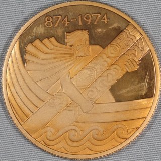 アイスランド Iceland 入植1100周年記念 10000クローナ金貨 プルーフ 1974年