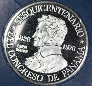 パナマ Panama シモン・ボリバル パナマ会議150周年 150バルボア プルーフ プラチナ貨 1976年 未開封