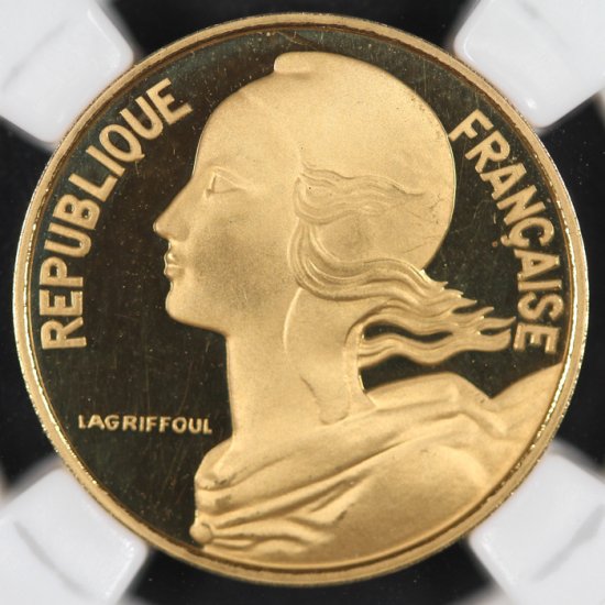 フランス France 第五共和政 マリアンヌ金貨 10サンチーム ピエフォー