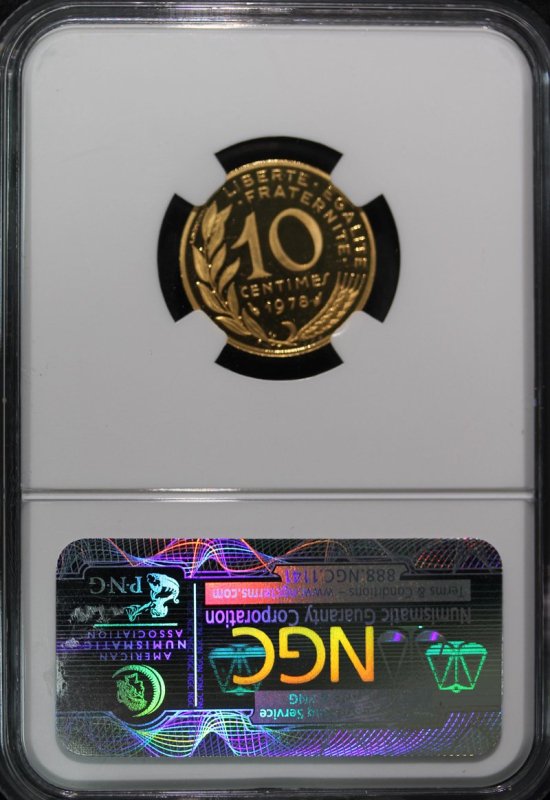 フランス France 第五共和政 マリアンヌ 10サンチーム金貨 ピエフォー 1978年 NGC PF66 ULTRA CAMEO