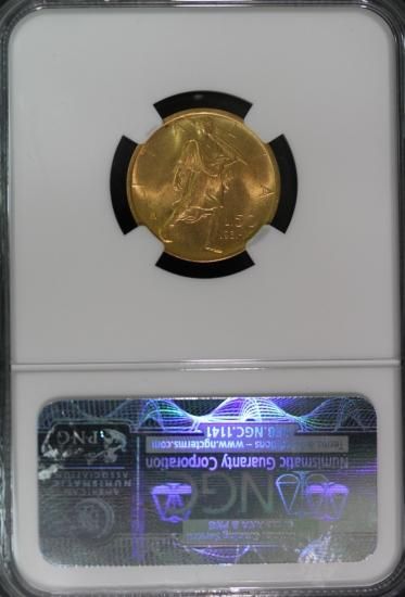イタリア『王国50周年&エマヌエーレ3世50リレ金貨』1911年 MS62！ イタリア建国50年記念エマヌエーレ3世50リレ金貨（1911年）の