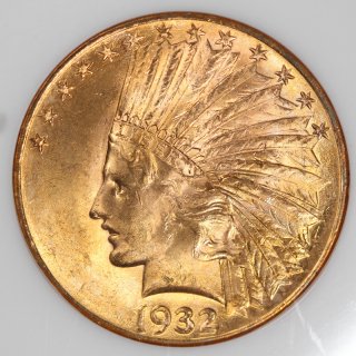 アメリカ United States of America インディアンヘッド 10ドル金貨 1932年 NGC MS63
