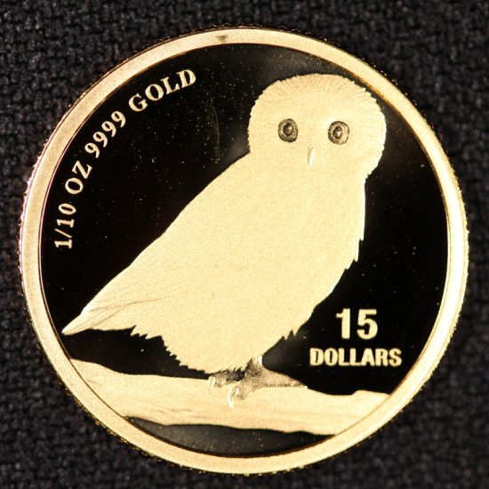 【即購入可能】エリザベス2世 フクロウ 15ドル金貨 1/10オンス 2005年