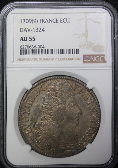 最終値下げ　フランス　アミアン造幣局 1701年  エキュ銀貨 太陽王ルイ14世